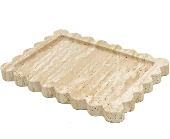 LEIF Scalloped Travertine Catchall Tray