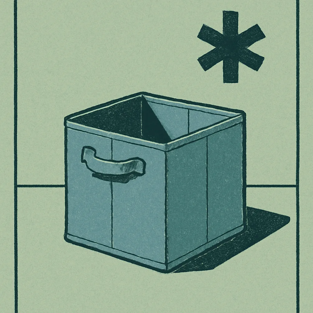 Amazon Basics Collapsible Fabric Storage Cubes with Handles (6-Pack) — editorial illustration