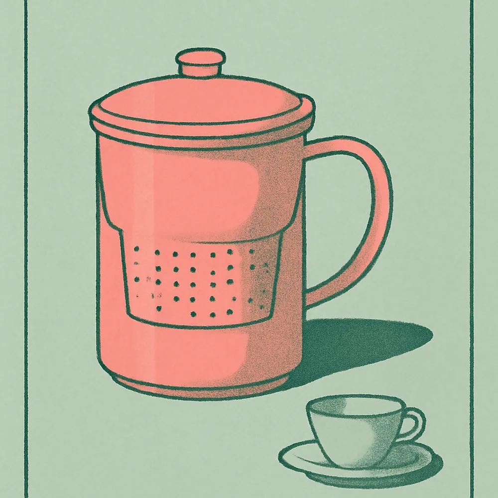 Sweese 15 oz Porcelain Tea Mug with Infuser and Lid — editorial illustration